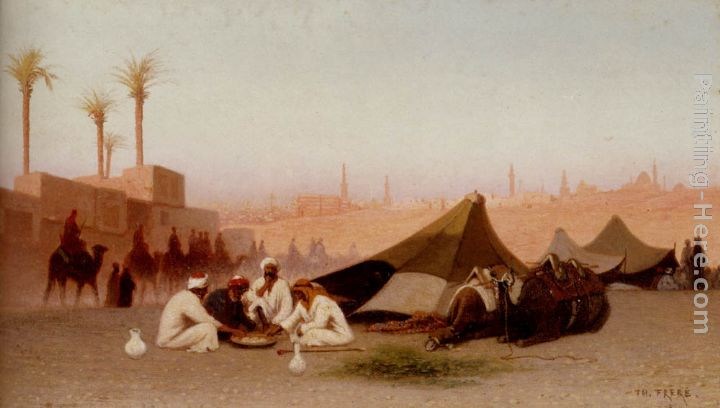 Charles Theodore Frere A late afternoon meal at an encampment Cairo