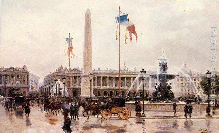 Ulpiano Checa y Sanz A View of the Place de la Concorde Painting | Best ...